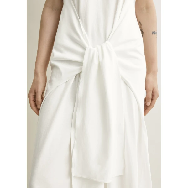 Totême Tie-waist jersey dress in Off-white - Dresses - Scandinavian Minimalist Luxury at Luxury Shoes 