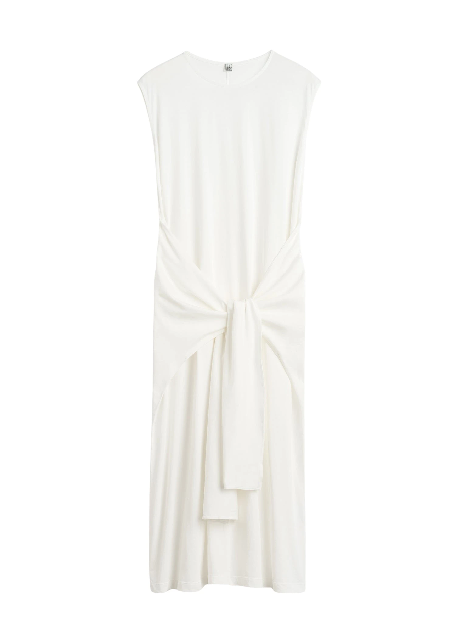 Toteme-Tie-waist-jersey-dress-in-Off-white89969_nobg Totême Tie-waist jersey dress in Off-white - Dresses - Scandinavian Minimalist Luxury at Luxury Shoes