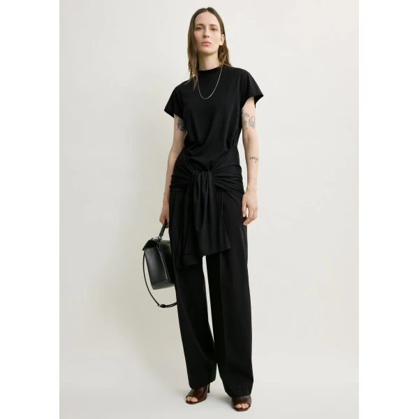 Totême Tie-waist jersey top in Black - Tops - Scandinavian Minimalist Luxury at Luxury Shoes 