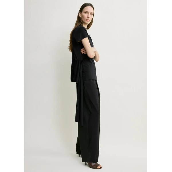 Totême Tie-waist jersey top in Black - Tops - Scandinavian Minimalist Luxury at Luxury Shoes 