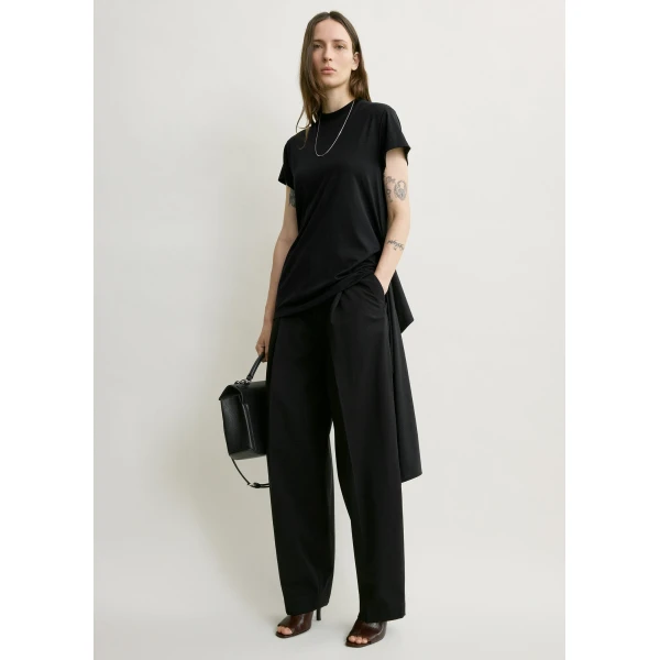 Totême Tie-waist jersey top in Black - Tops - Scandinavian Minimalist Luxury at Luxury Shoes 