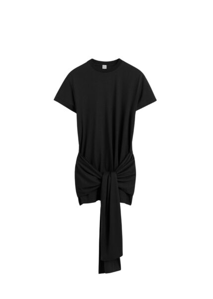 Totême Tie-waist jersey top in Black - Tops - Scandinavian Minimalist Luxury at Luxury Shoes 