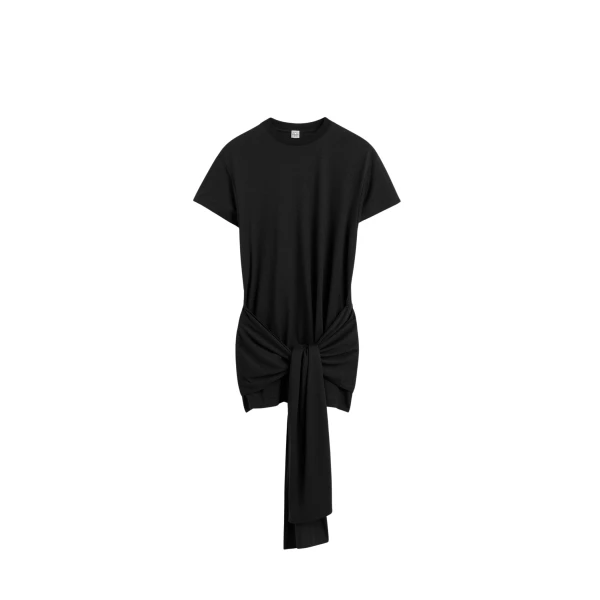 Totême Tie-waist jersey top in Black - Tops - Scandinavian Minimalist Luxury at Luxury Shoes 