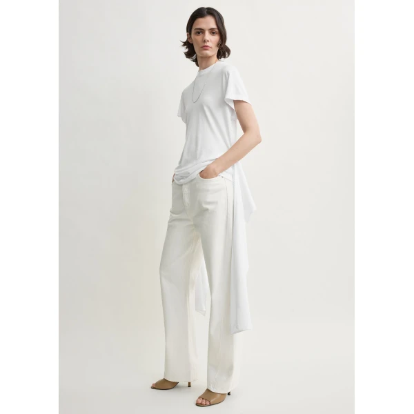 Totême Tie-waist jersey top in White - Tops - Scandinavian Minimalist Luxury at Luxury Shoes 