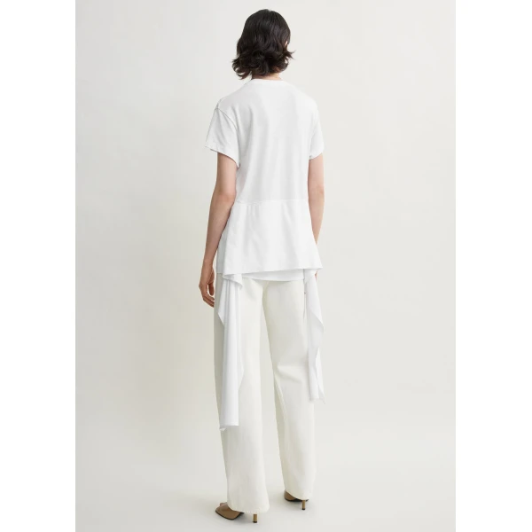 Totême Tie-waist jersey top in White - Tops - Scandinavian Minimalist Luxury at Luxury Shoes 