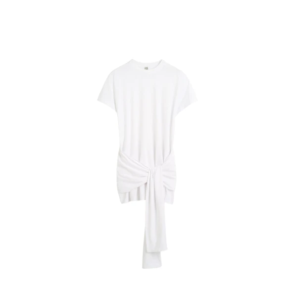 Totême Tie-waist jersey top in White - Tops - Scandinavian Minimalist Luxury at Luxury Shoes 