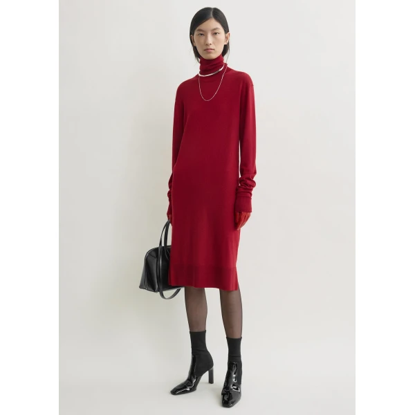 Totême Turtleneck dress in Red - Dresses - Scandinavian Minimalist Luxury at Luxury Shoes 