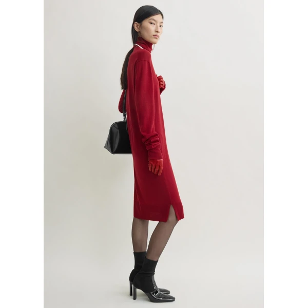 Totême Turtleneck dress in Red - Dresses - Scandinavian Minimalist Luxury at Luxury Shoes 