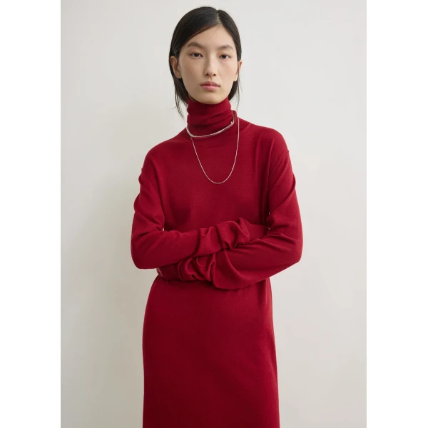 Totême Turtleneck dress in Red - Dresses - Scandinavian Minimalist Luxury at Luxury Shoes 