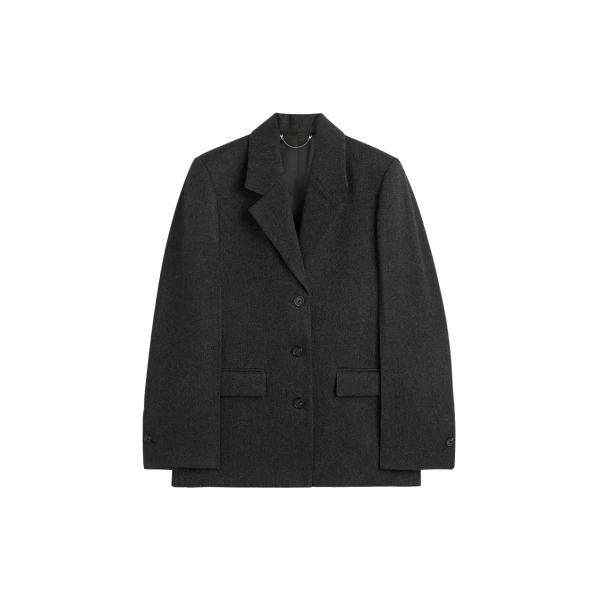 Totême Twill suit jacket charcoal in Charcoal melange - Jackets - Scandinavian Minimalist Luxury at Luxury Shoes 