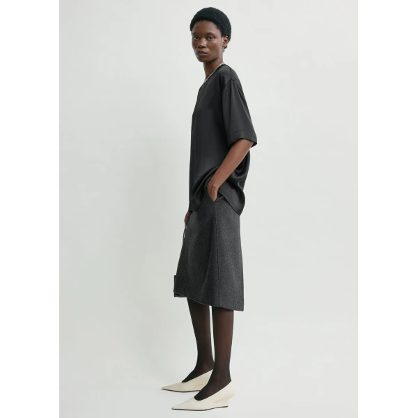 Totême Twill suit skirt charcoal in Charcoal melange - Skirts - Scandinavian Minimalist Luxury at Luxury Shoes 