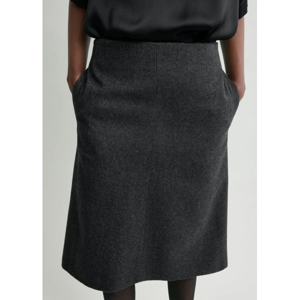 Totême Twill suit skirt charcoal in Charcoal melange - Skirts - Scandinavian Minimalist Luxury at Luxury Shoes 