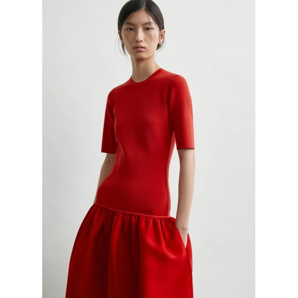 Totême Twinflower tee dress in Poppy - Dresses - Scandinavian Minimalist Luxury at Luxury Shoes 