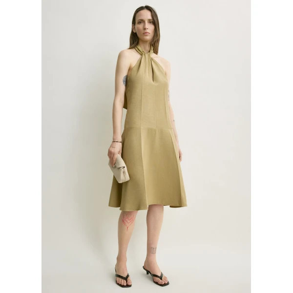 Totême Twist halter dress in Cumin - Dresses - Scandinavian Minimalist Luxury at Luxury Shoes 