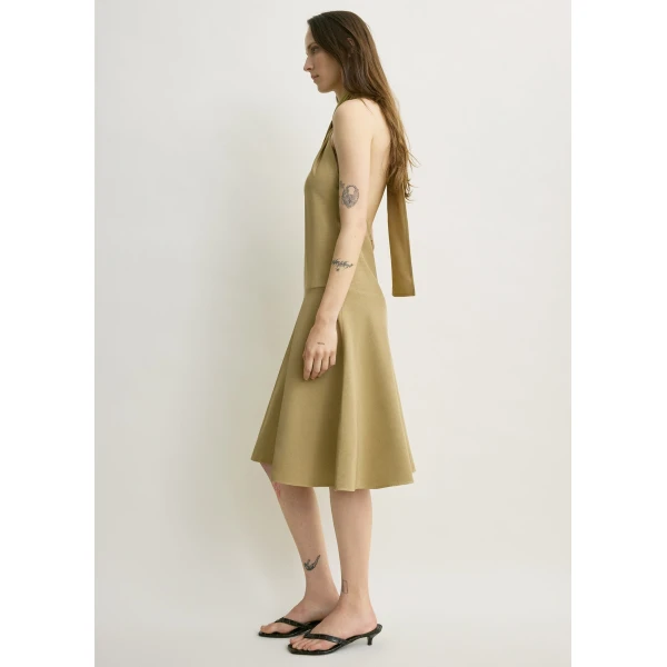 Totême Twist halter dress in Cumin - Dresses - Scandinavian Minimalist Luxury at Luxury Shoes 