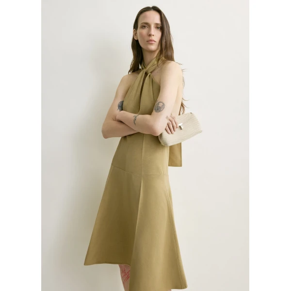 Totême Twist halter dress in Cumin - Dresses - Scandinavian Minimalist Luxury at Luxury Shoes 
