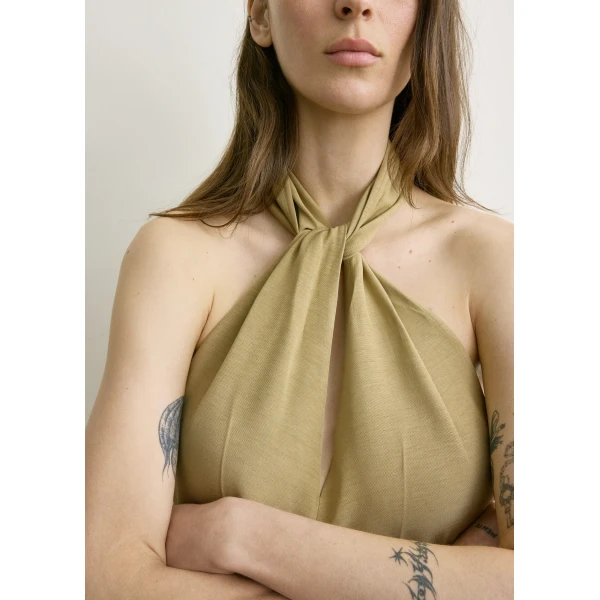 Totême Twist halter dress in Cumin - Dresses - Scandinavian Minimalist Luxury at Luxury Shoes 