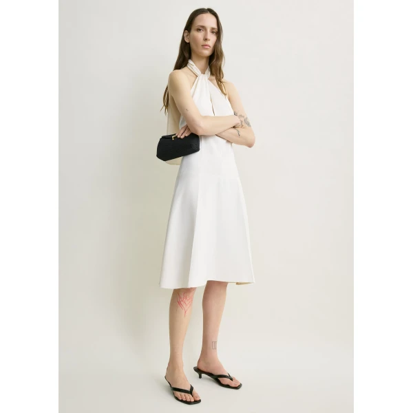 Totême Twist halter dress in Ecru - Dresses - Scandinavian Minimalist Luxury at Luxury Shoes 