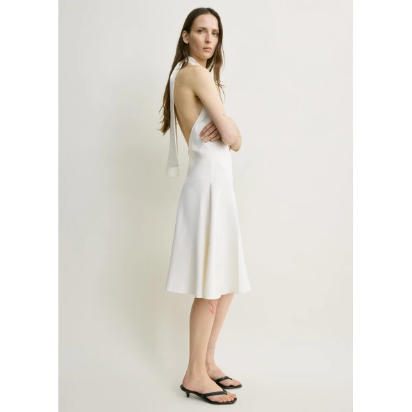 Totême Twist halter dress in Ecru - Dresses - Scandinavian Minimalist Luxury at Luxury Shoes 