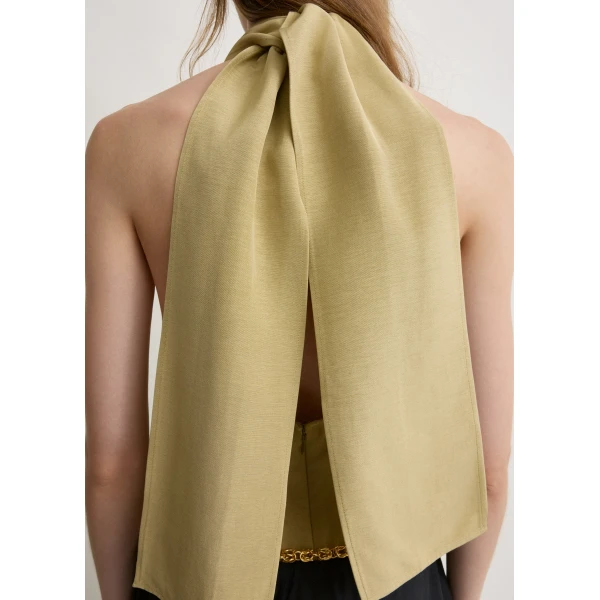 Totême Twist halter top in Cumin - Tops - Scandinavian Minimalist Luxury at Luxury Shoes 