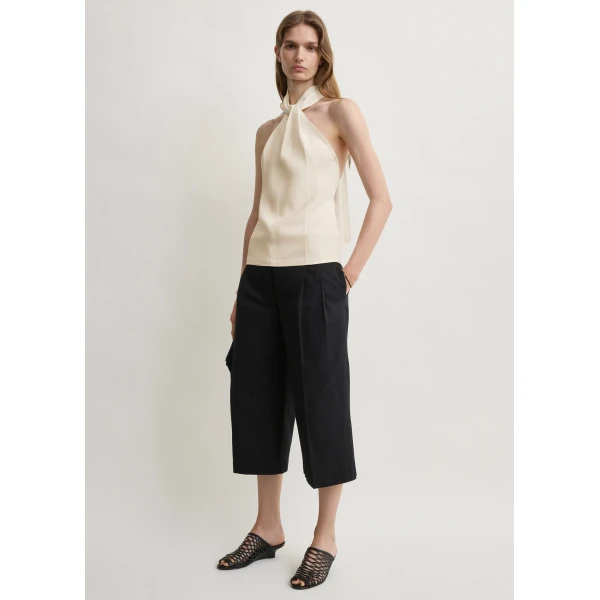 Totême Twist halter top in Ecru - Tops - Scandinavian Minimalist Luxury at Luxury Shoes 