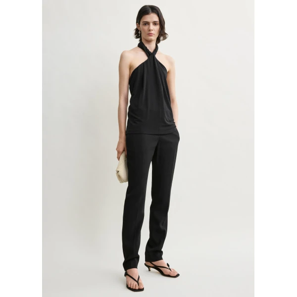 Totême Twisted jersey halter top in Black - Tops - Scandinavian Minimalist Luxury at Luxury Shoes 