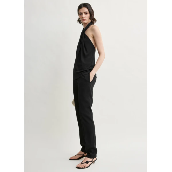 Totême Twisted jersey halter top in Black - Tops - Scandinavian Minimalist Luxury at Luxury Shoes 