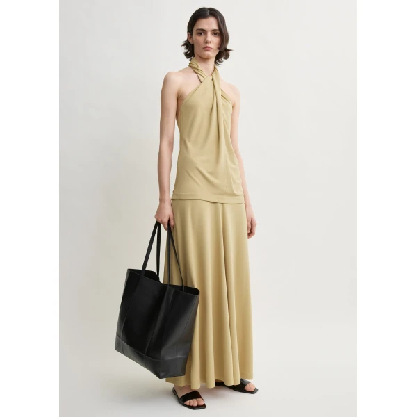 Totême Twisted jersey halter top in Chai - Tops - Scandinavian Minimalist Luxury at Luxury Shoes 
