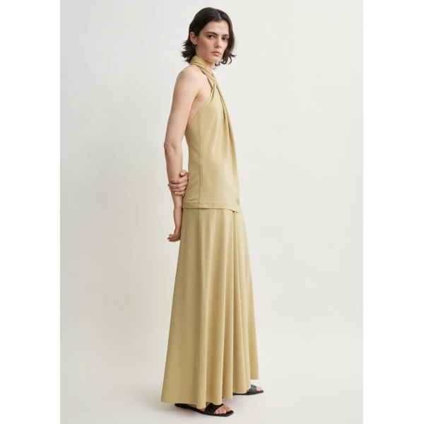 Totême Twisted jersey halter top in Chai - Tops - Scandinavian Minimalist Luxury at Luxury Shoes 