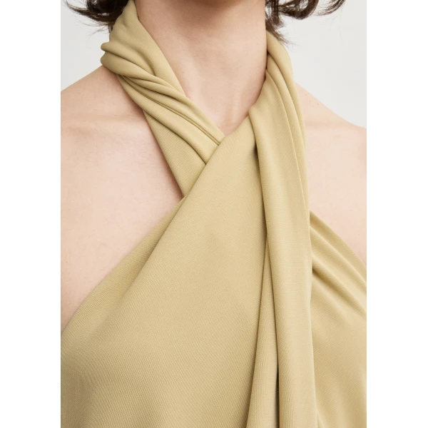 Totême Twisted jersey halter top in Chai - Tops - Scandinavian Minimalist Luxury at Luxury Shoes 