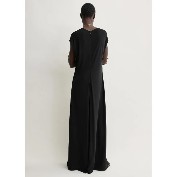 Totême V-neck jersey dress in Black - Dresses - Scandinavian Minimalist Luxury at Luxury Shoes 