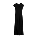 Totême V-neck jersey dress in Black - Dresses - Scandinavian Minimalist Luxury at Luxury Shoes 