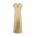 Totême V-neck jersey dress in Chai - Dresses - Scandinavian Minimalist Luxury at Luxury Shoes 