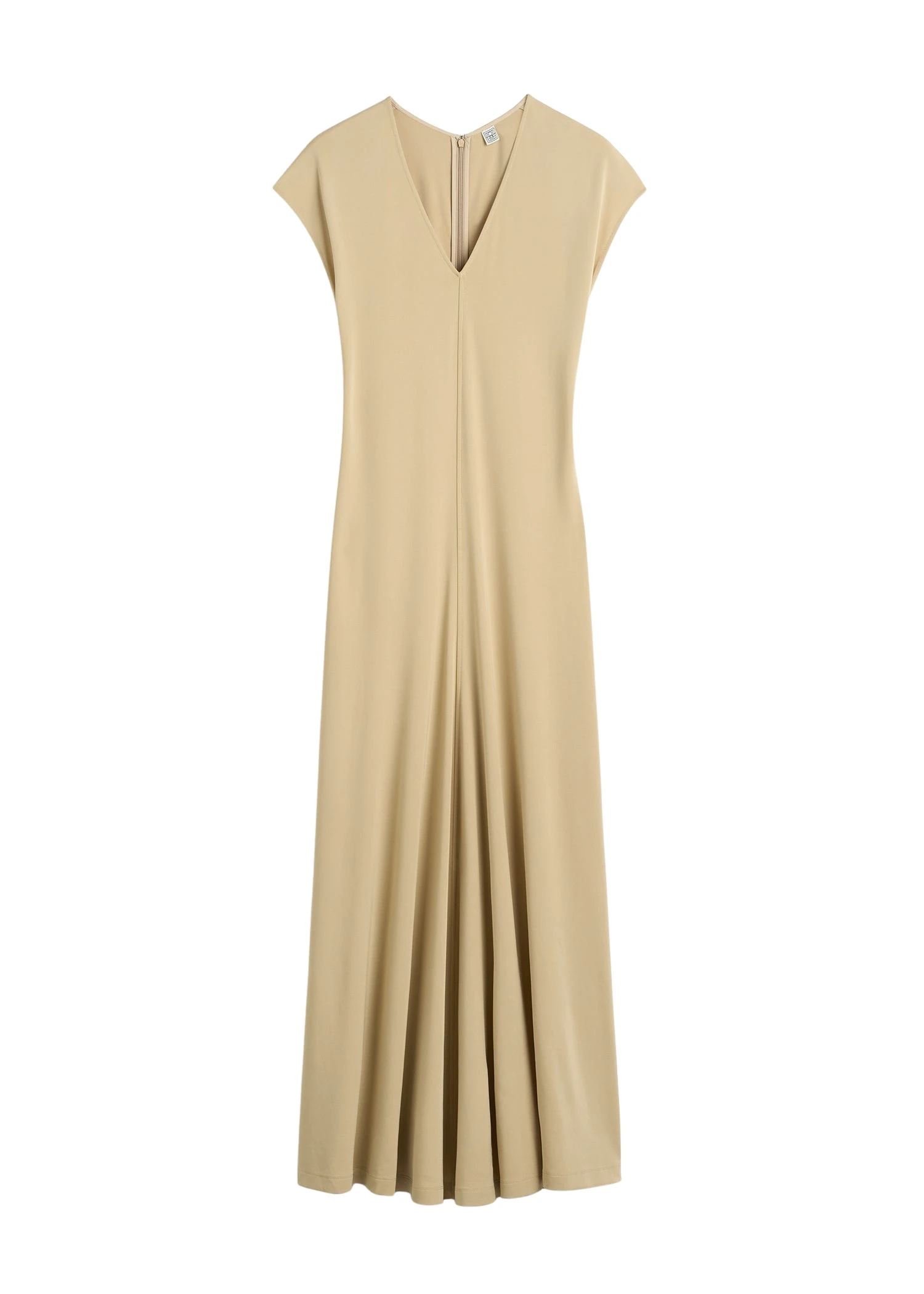 Toteme-V-neck-jersey-dress-in-Chai34175_nobg Totême V-neck jersey dress in Chai - Dresses - Scandinavian Minimalist Luxury at Luxury Shoes