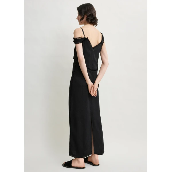 Totême V-neck raw slip dress in Black - Dresses - Scandinavian Minimalist Luxury at Luxury Shoes 