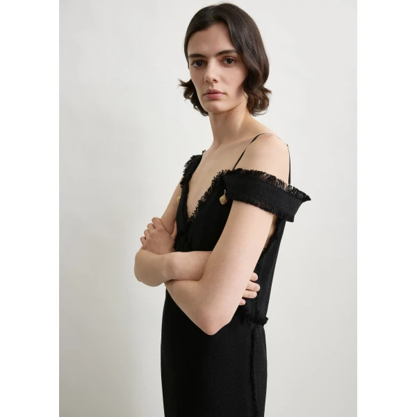 Totême V-neck raw slip dress in Black - Dresses - Scandinavian Minimalist Luxury at Luxury Shoes 