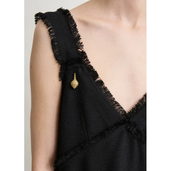 Totême V-neck raw slip dress in Black - Dresses - Scandinavian Minimalist Luxury at Luxury Shoes 