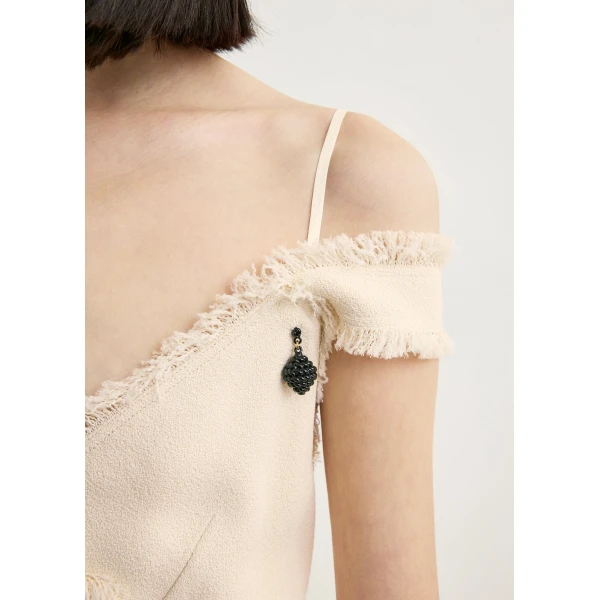 Totême V-neck raw slip dress in Stone - Dresses - Scandinavian Minimalist Luxury at Luxury Shoes 