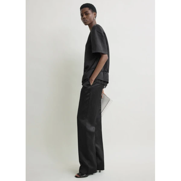Totême V-neck satin pullover in Black - Tops - Scandinavian Minimalist Luxury at Luxury Shoes 