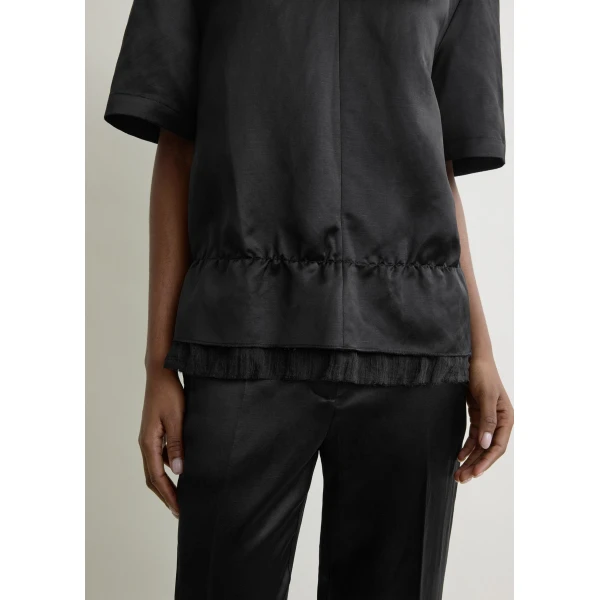 Totême V-neck satin pullover in Black - Tops - Scandinavian Minimalist Luxury at Luxury Shoes 