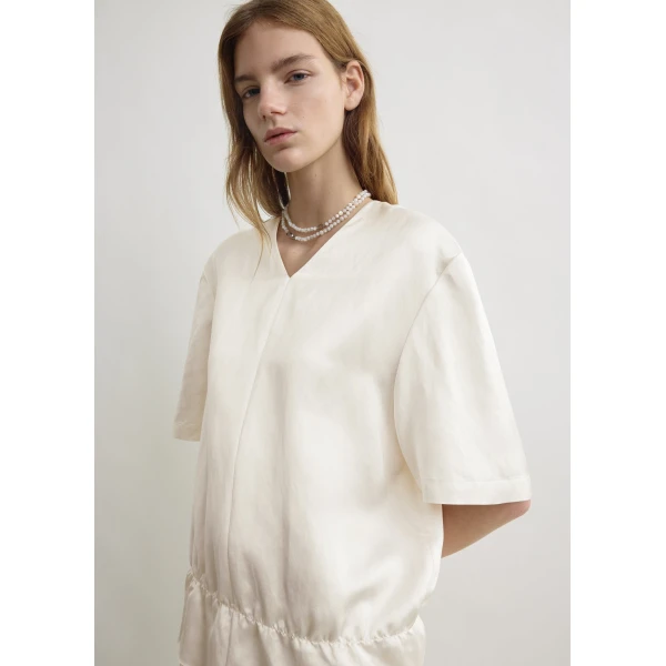 Totême V-neck satin pullover in White - Tops - Scandinavian Minimalist Luxury at Luxury Shoes 
