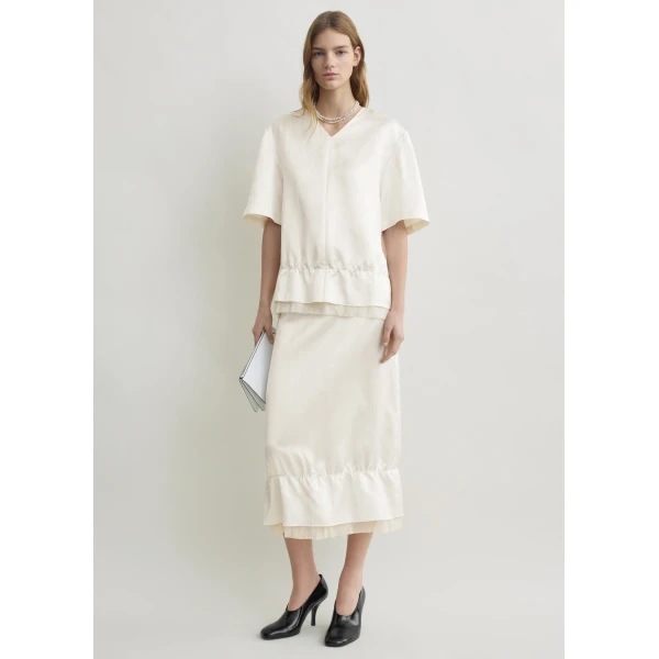 Totême V-neck satin pullover in White - Tops - Scandinavian Minimalist Luxury at Luxury Shoes 
