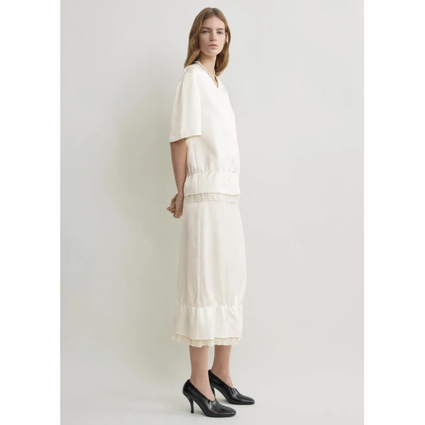 Totême V-neck satin pullover in White - Tops - Scandinavian Minimalist Luxury at Luxury Shoes 