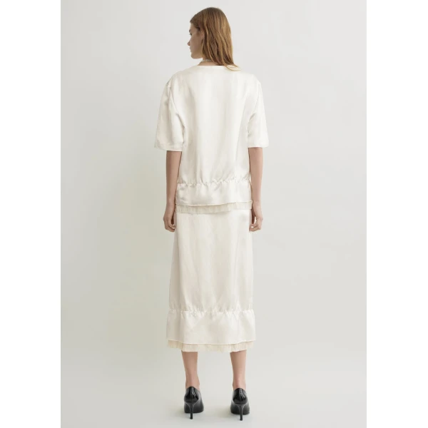 Totême V-neck satin pullover in White - Tops - Scandinavian Minimalist Luxury at Luxury Shoes 