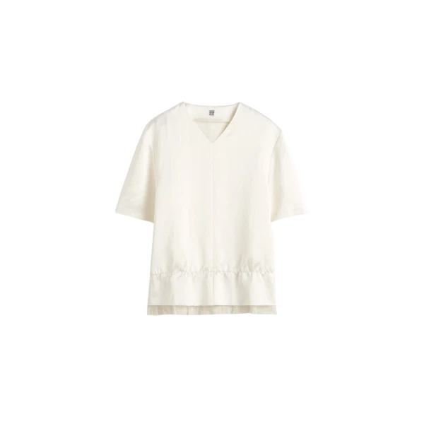Totême V-neck satin pullover in White - Tops - Scandinavian Minimalist Luxury at Luxury Shoes 