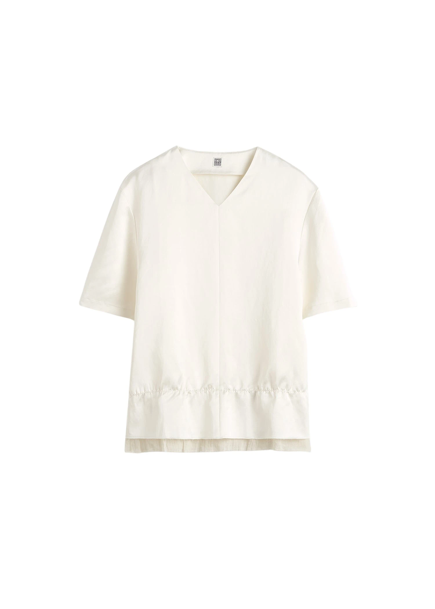 Toteme-V-neck-satin-pullover-in-White12730_nobg Totême V-neck satin pullover in White - Tops - Scandinavian Minimalist Luxury at Luxury Shoes
