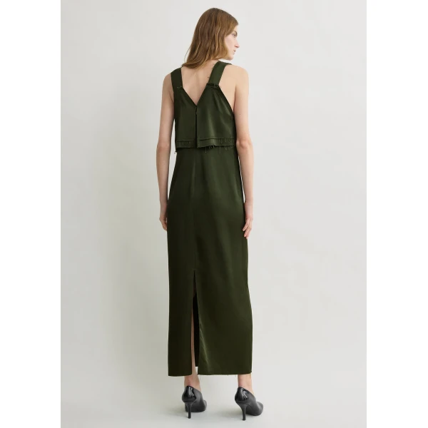 Totême V-neck slip dress in Bottle green - Dresses - Scandinavian Minimalist Luxury at Luxury Shoes 
