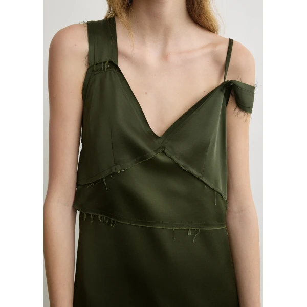 Totême V-neck slip dress in Bottle green - Dresses - Scandinavian Minimalist Luxury at Luxury Shoes 