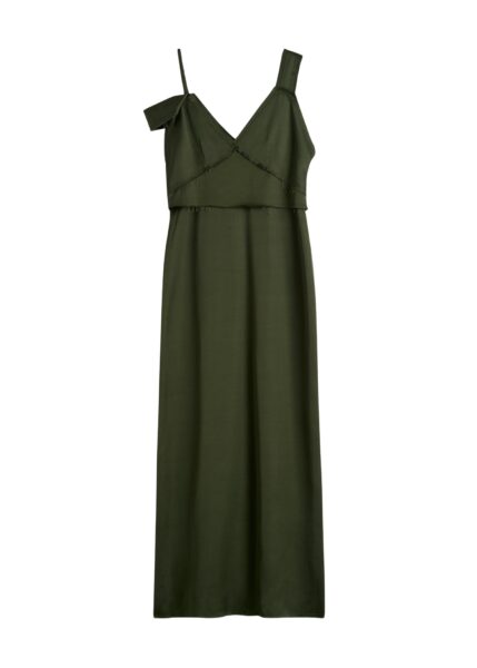 Totême V-neck slip dress in Bottle green - Dresses - Scandinavian Minimalist Luxury at Luxury Shoes 