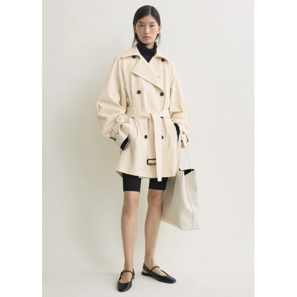 Totême Washed cotton trench in Stone - Coats - Scandinavian Minimalist Luxury at Luxury Shoes 